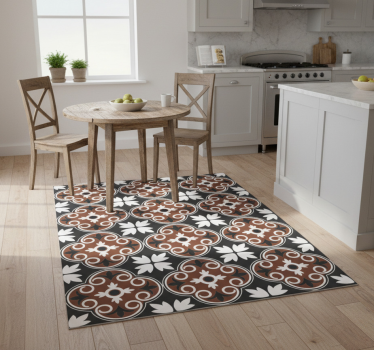 Kitchen vinyl carpet in gray and brown vintage pattern - TenStickers