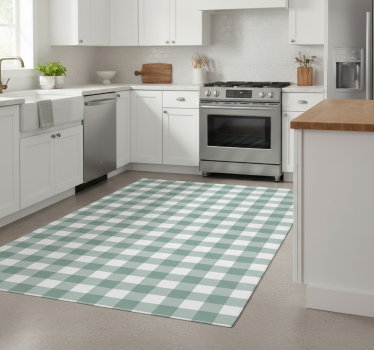 Kitchen vinyl carpet in green tartan design - TenStickers
