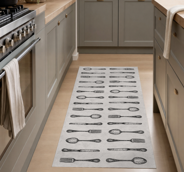 Kitchen vinyl carpet in grey cutlery design - TenStickers