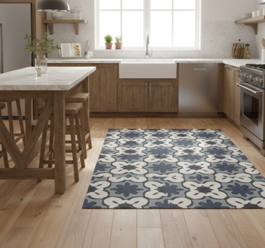 Kitchen vinyl carpet in hydraulic blue gracia style - TenStickers