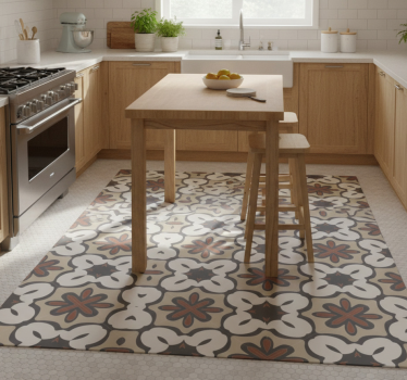 Kitchen vinyl carpet in hydraulic brown gracia style - TenStickers