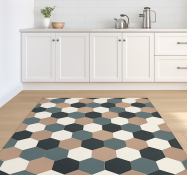 Kitchen vinyl carpet in modern hexagonal design - TenStickers