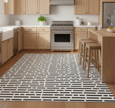 Kitchen vinyl carpet in nordic black and white rectangles - TenStickers