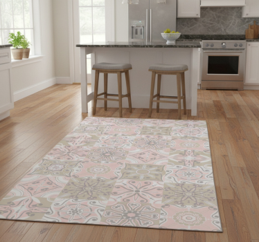 Kitchen vinyl carpet in pink and grey tile - TenStickers