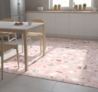 Kitchen vinyl carpet in pink terrazzo shades - TenStickers