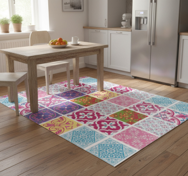 Kitchen vinyl carpet in vibrant mediterranean tiles - TenStickers