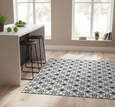 Kitchen vinyl carpet in vintage black tile design - TenStickers
