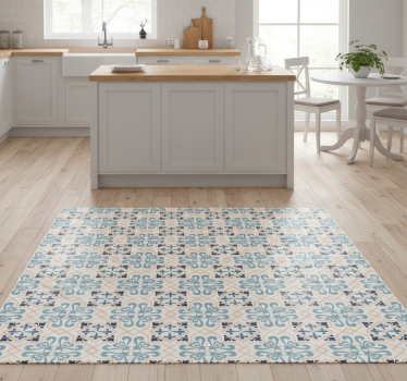 Kitchen vinyl carpet in yellow portuguese tile design - TenStickers
