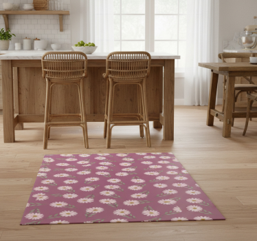Kitchen vinyl carpet little pink daisies design - TenStickers