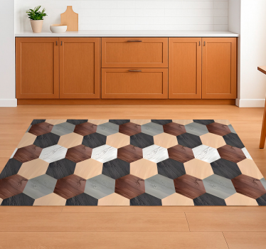 Kitchen vinyl carpet mixed wood hexagons - TenStickers