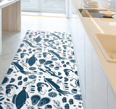 Kitchen vinyl carpet seafood pattern design - TenStickers