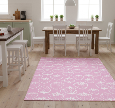 Kitchen vinyl carpet seamless pink strawberry design - TenStickers