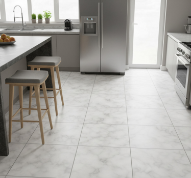 Kitchen vinyl carpet square white marble tile - TenStickers