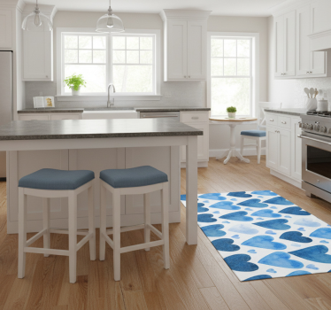 Blue sweet hearts kitchen vinyl carpet - TenStickers