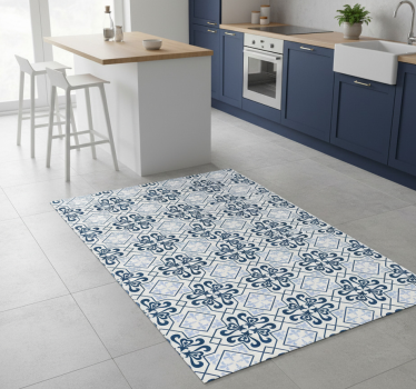 Kitchen vinyl carpet typical blue portuguese tile - TenStickers