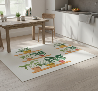 Kitchen vinyl carpet watercolor plant shelf set - TenStickers