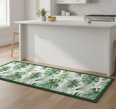 Kitchen vinyl carpet watercolor tropical leaves - TenStickers