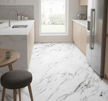 Kitchen vinyl carpet white marble design - TenStickers