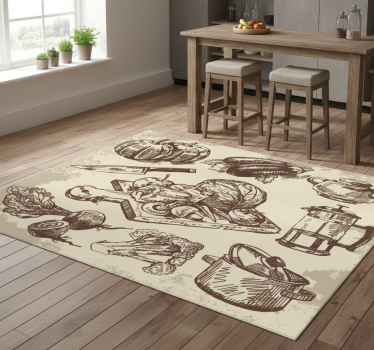 Vintage illustration kitchen vinyl carpet - TenStickers
