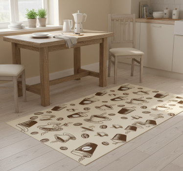 Kitchen vinyl carpet with coffee bean mug design - TenStickers