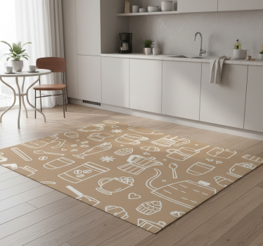 Kitchen vinyl carpet with coffee cups and glasses pattern - TenStickers