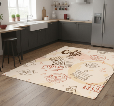 Kitchen vinyl carpet with coffee icons - TenStickers