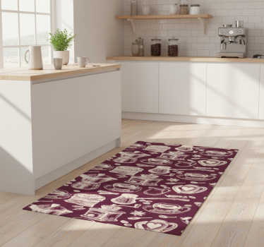 Kitchen vinyl carpet with coffee pattern design - TenStickers
