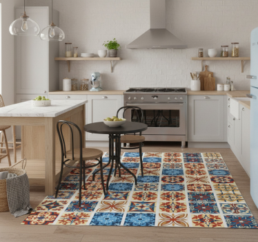 Kitchen vinyl carpet with crifitio cement design - TenStickers