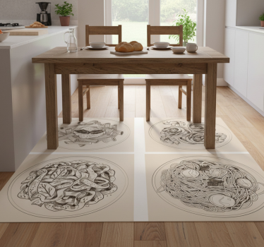 Kitchen vinyl carpet with decorative plates - TenStickers
