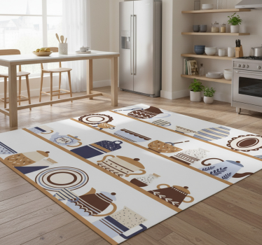 Kitchen vinyl carpet with dishware shelving - TenStickers