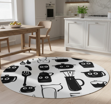 Kitchen vinyl carpet with drawn black utensils - TenStickers