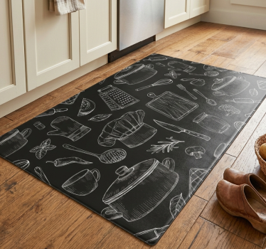 Kitchen vinyl carpet with elegant cutlery design - TenStickers