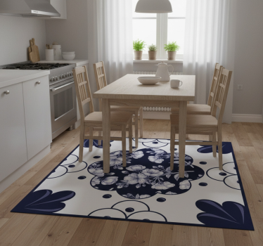 Kitchen vinyl carpet with flower pattern tiles - TenStickers