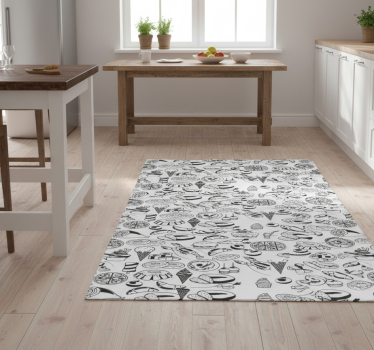 Kitchen vinyl carpet with food doodles design - TenStickers