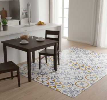Kitchen vinyl carpet with golden effect tiles - TenStickers
