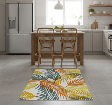 Kitchen vinyl carpet with hand-drawn palm leaves pattern - TenStickers