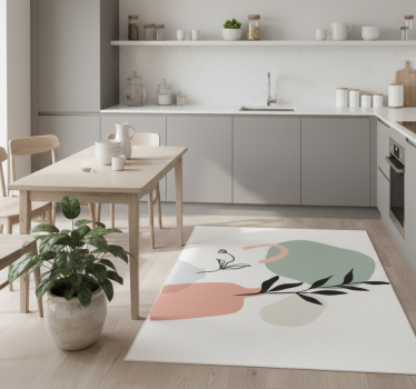 Kitchen vinyl carpet with minimalist colorful leaves - TenStickers