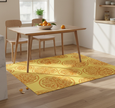 Kitchen vinyl carpet with orange hand-drawn pattern - TenStickers