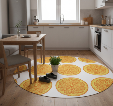 Kitchen vinyl carpet with orange hand-drawn stickers - TenStickers