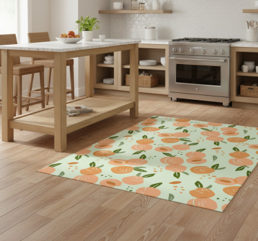 Kitchen vinyl carpet with peaches on green background - TenStickers