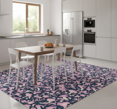 Kitchen vinyl carpet with pink mushroom pattern - TenStickers