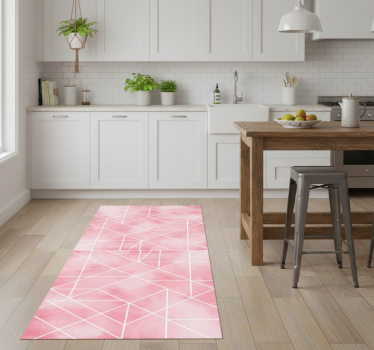 Kitchen vinyl carpet with pink triangles pattern - TenStickers