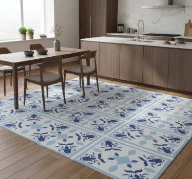 Kitchen vinyl carpet with typical portuguese tile flowers - TenStickers