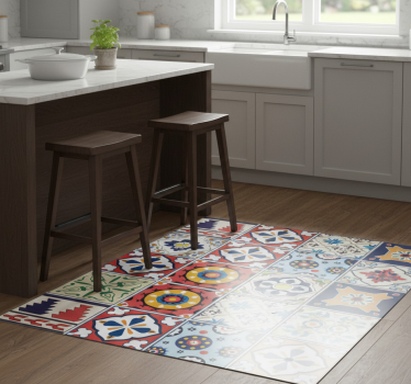 Kitchen vinyl carpet with vibrant decorative tiles - TenStickers