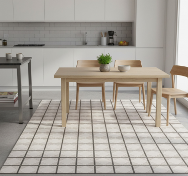 Kitchen vinyl carpet with white minimalist abstract tiles - TenStickers