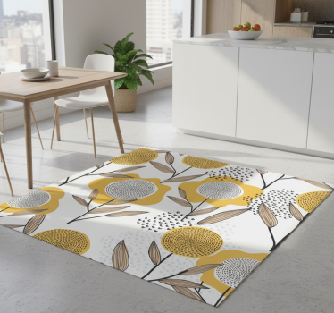 Kitchen vinyl carpet yellow abstract floral design - TenStickers