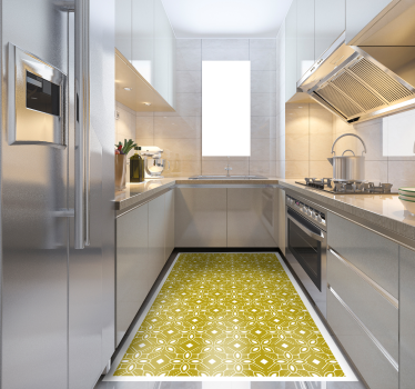 kitchen vinyl rug yellow squares tile mat - TenStickers