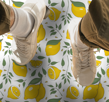 Lemon floral pattern kitchen vinyl carpet - TenStickers