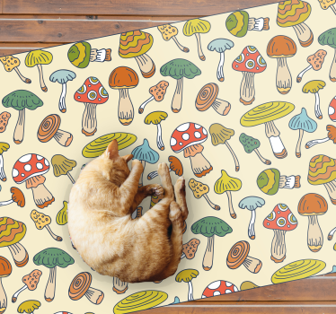 Lively Mushroom Illustration kitchen vinyl carpet - TenStickers
