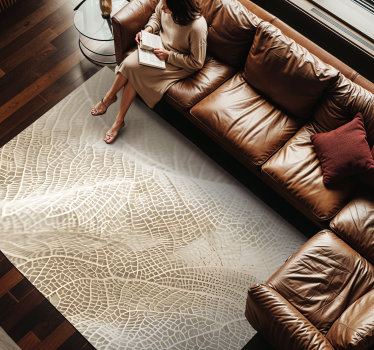 Minimalist leaves beige vinyl carpet - TenStickers